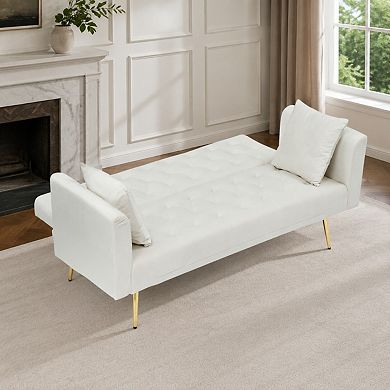 Lufeiya 71 Inch Convertible Velvet Sofa Bed, Adjustable Backrest 2 Seat Couch