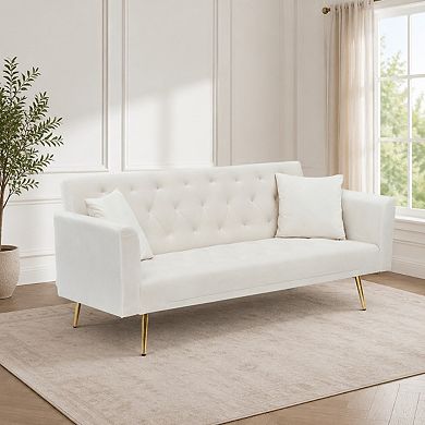 Lufeiya 71 Inch Convertible Velvet Sofa Bed, Adjustable Backrest 2 Seat Couch