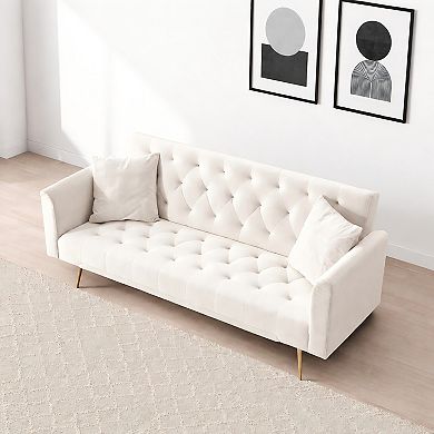 Lufeiya 71 Inch Convertible Velvet Sofa Bed, Adjustable Backrest 2 Seat Couch