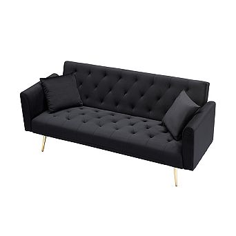 Lufeiya 71 Inch Convertible Velvet Sofa Bed, Adjustable Backrest 2 Seat Couch