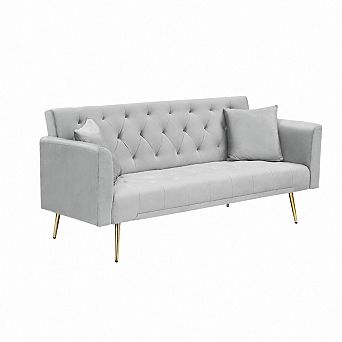 Lufeiya 71 Inch Convertible Velvet Sofa Bed, Adjustable Backrest 2 Seat Couch