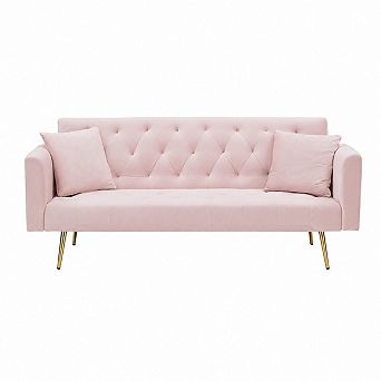 Lufeiya 71 Inch Convertible Velvet Sofa Bed, Adjustable Backrest 2 Seat Couch