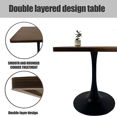 Lufeiya 27.8 Inch Square Tulip Dining Table with Metal Pedestal Base, for Kitchen Dining Room