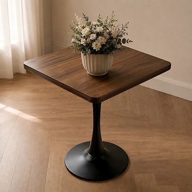 Lufeiya 27.8 Inch Square Tulip Dining Table with Metal Pedestal Base, for Kitchen Dining Room
