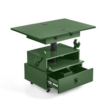Lufeiya Adjustable Rolling End Table with Charging Station, Lift Top Storage Side Table