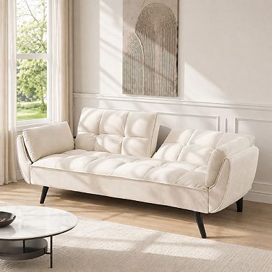 Lufeiya 74 Inch Convertible Sofa Bed with Adjustable Backrest, 2 Seat Upholstered Couch