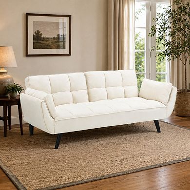 Lufeiya 74 Inch Convertible Sofa Bed with Adjustable Backrest, 2 Seat Upholstered Couch