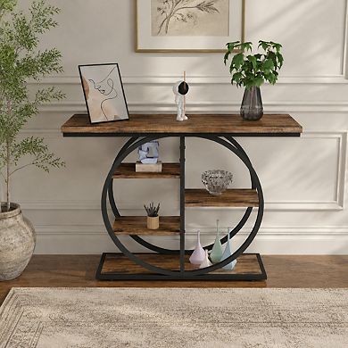 Lufeiya 41" Industrial Console Table with 5 Tier Storage Shelves for Entryway and Living Room