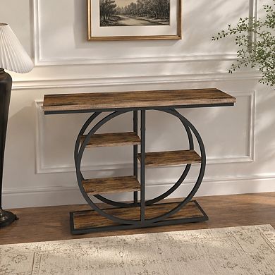 Lufeiya 41" Industrial Console Table with 5 Tier Storage Shelves for Entryway and Living Room