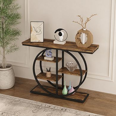 Lufeiya 41" Industrial Console Table with 5 Tier Storage Shelves for Entryway and Living Room