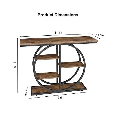 Lufeiya 41" Industrial Console Table with 5 Tier Storage Shelves for Entryway and Living Room