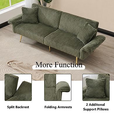 Lufeiya 79" Corduroy 2 Seat Upholstered Sofa Bed, Foldable Couch with Adjustable Backrest