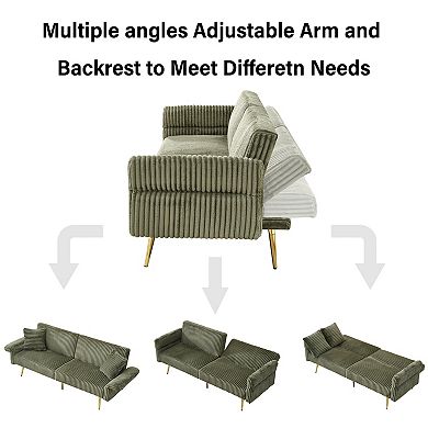 Lufeiya 79" Corduroy 2 Seat Upholstered Sofa Bed, Foldable Couch with Adjustable Backrest