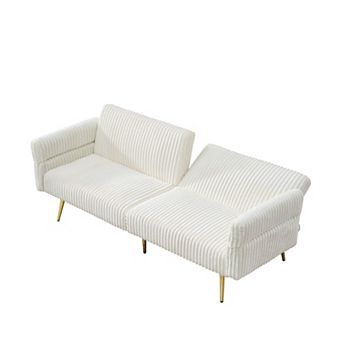 Lufeiya 79" Corduroy 2 Seat Upholstered Sofa Bed, Foldable Couch with Adjustable Backrest