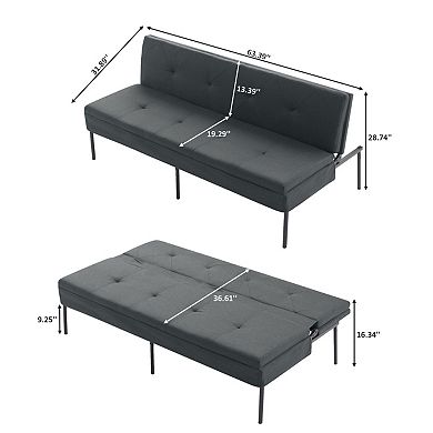 Lufeiya 3 Seater Sofa Bed with Adjustable Backrest and Metal Frame for Small Spaces