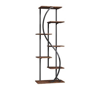 Lufeiya 59" S-Shaped Plant Stand with Grow Lights, 7 tier Indoor Metal Plant Shelf