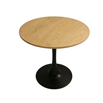 Lufeiya 31.5" Round Dining Table with MDF Top and Metal Base, for Dining Room Small Space
