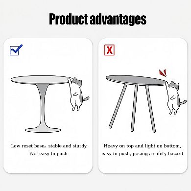 Lufeiya 31.5" Round Dining Table with MDF Top and Metal Base, for Dining Room Small Space