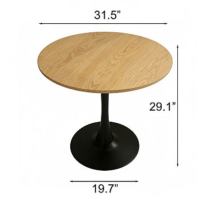 Lufeiya 31.5" Round Dining Table with MDF Top and Metal Base, for Dining Room Small Space