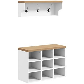 Lufeiya 2-in-1 Coat Rack and Shoe Storage Bench with Hall Tree for Entryway Organizer