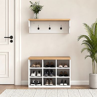Lufeiya 2-in-1 Coat Rack and Shoe Storage Bench with Hall Tree for Entryway Organizer