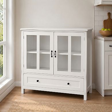 Lufeiya Buffet Storage Cabinet with Double Glass Doors, Drawer and Adjustable Shelves