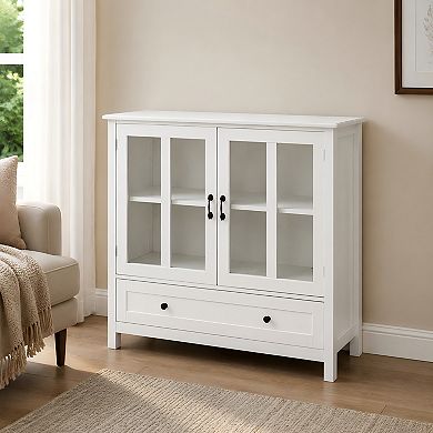 Lufeiya Buffet Storage Cabinet with Double Glass Doors, Drawer and Adjustable Shelves