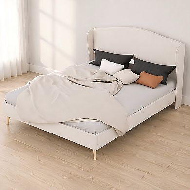Lufeiya Full Size Upholstered Bed Frame with Tufted Headboard, Sturdy Support