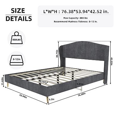Lufeiya Full Size Upholstered Bed Frame with Tufted Headboard, Sturdy Support