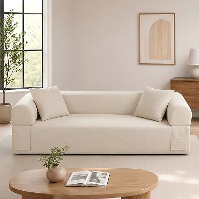 Lufeiya 83" Modern Boneless Cloud Sofa Couch, No Assembly Corduroy 3 Seater Sofa