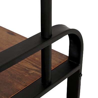 Lufeiya 4-in-1 Hall Tree with Shoe Bench, Coat Rack and Storage Hooks for Entryway