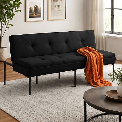 Lufeiya 69.9" Convertible Futon Sofa Bed with Metal Frame and Polyester Upholstery