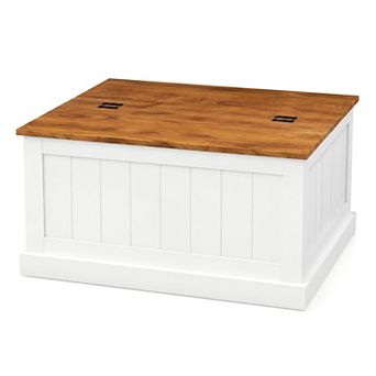 Lufeiya 31.5" Farmhouse Lift Top Coffee Table with Hidden Storage and Hinged Wood Top