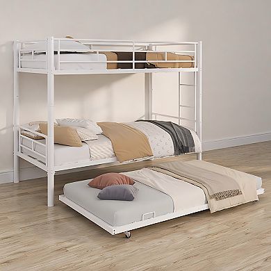 Lufeiya Twin Size Metal Bunk Bed with Convertible Frame,Detachable Design,Ladder with Widened Steps