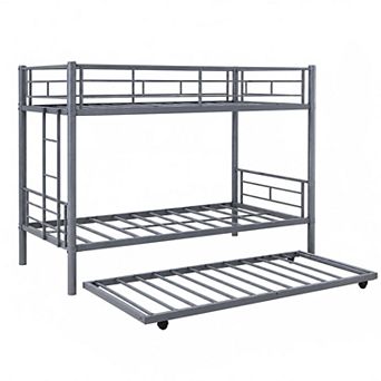 Lufeiya Twin Size Metal Bunk Bed with Convertible Frame,Detachable Design,Ladder with Widened Steps