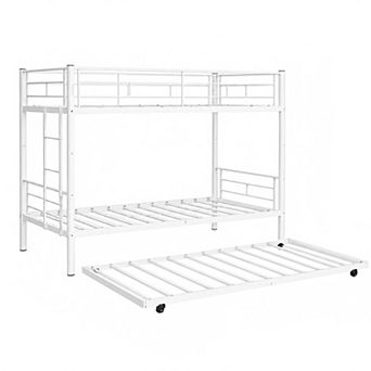 Lufeiya Twin Size Metal Bunk Bed with Convertible Frame,Detachable Design,Ladder with Widened Steps