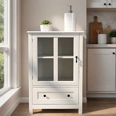 Lufeiya Buffet Storage Cabinet with Glass Door, Drawer and Adjustable Shelf