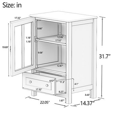 Lufeiya Buffet Storage Cabinet with Glass Door, Drawer and Adjustable Shelf