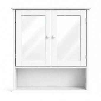 Lufeiya Bathroom Wall Cabinet with Double Mirror Doors and Adjustable Storage Shelves