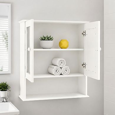 Lufeiya Bathroom Wall Cabinet with Double Mirror Doors and Adjustable Storage Shelves