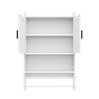 Lufeiya Bathroom Wall Cabinet with Adjustable Shelf, Towel Bar and Toilet Paper Holder