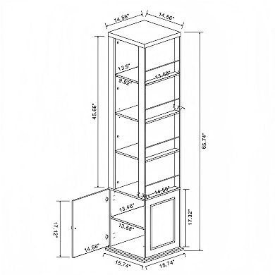 Lufeiya 360° Rotating Storage Cabinet with Full-Length Mirror, 8 open shelves , One Side Hooks