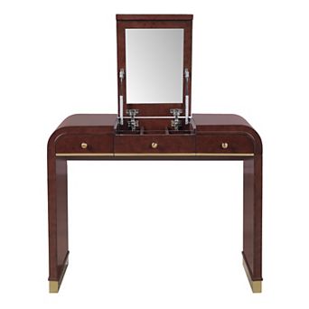Whisen Classic Wood Flip Mirror Vanity 3-in-1, 2 Drawers & Storage