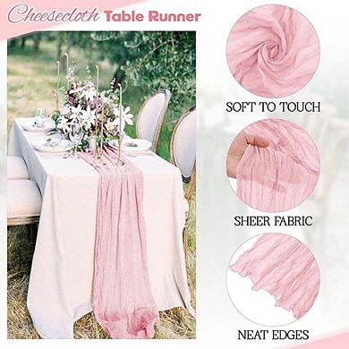 4 Pack Cheesecloth Table Runner, Boho Gauze, Sheer Party Decor