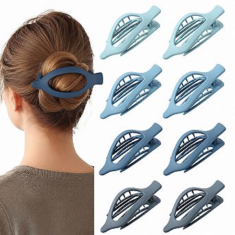 Live2Pedal 8 Pack Flat Hair Clips Matte No Crease Large Strong Hold Styling Accessories