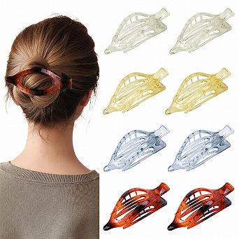 Live2Pedal 8 Pack Flat Hair Clips Matte No Crease Large Strong Hold Styling Accessories