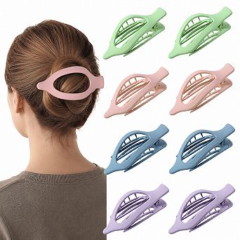 Live2Pedal 8 Pack Flat Hair Clips Matte No Crease Large Strong Hold Styling Accessories