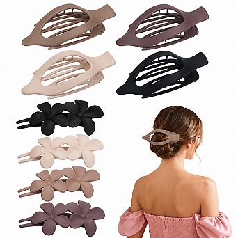 Live2Pedal 8 Pack Flat Hair Clips Matte No Crease Large Strong Hold Styling Accessories