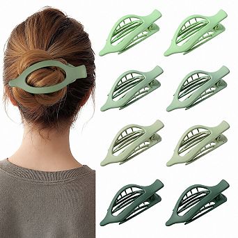 Live2Pedal 8 Pack Flat Hair Clips Matte No Crease Large Strong Hold Styling Accessories