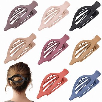Live2Pedal 8 Pack Flat Hair Clips Matte No Crease Large Strong Hold Styling Accessories